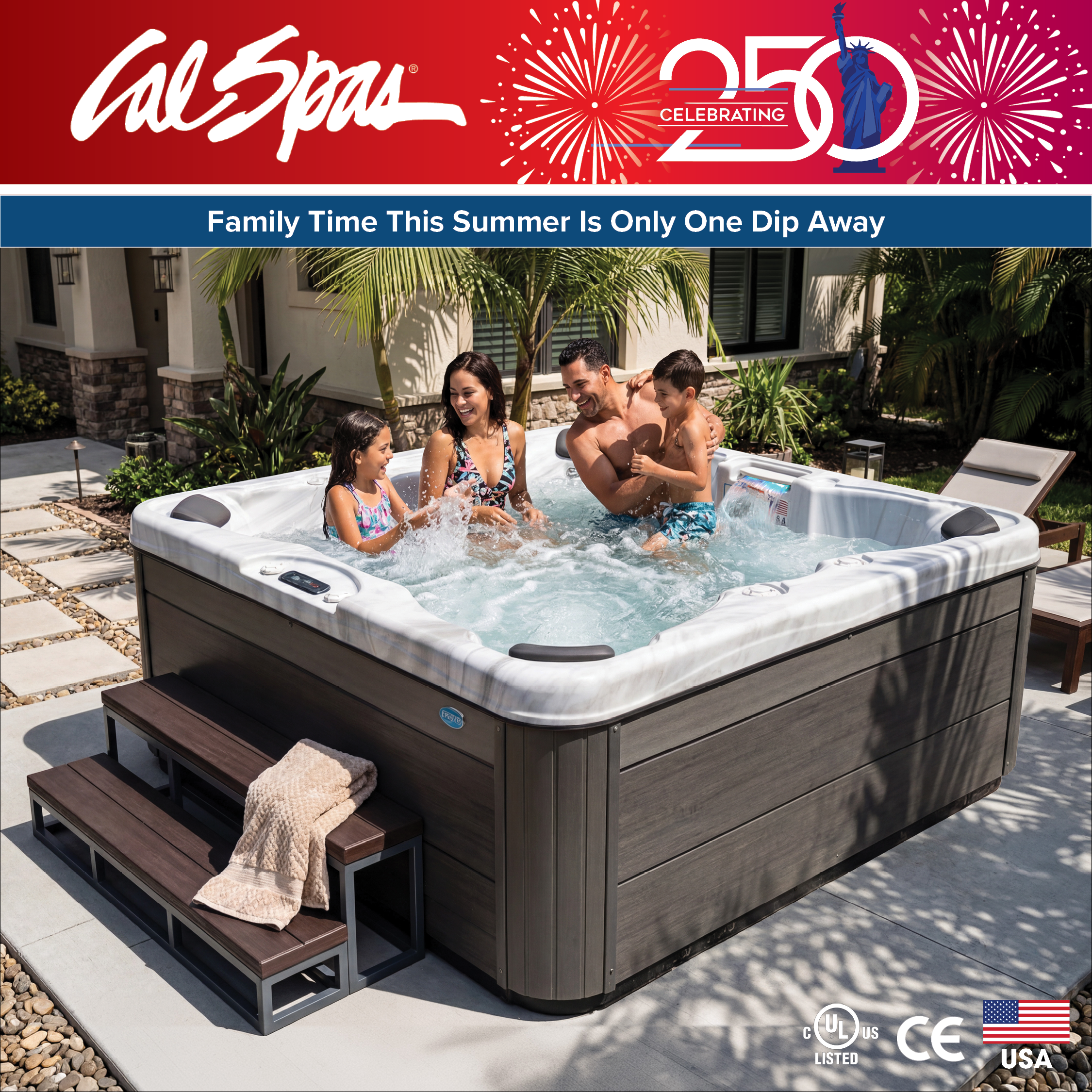 Calspas hot tub being used in a family setting - Bellevue